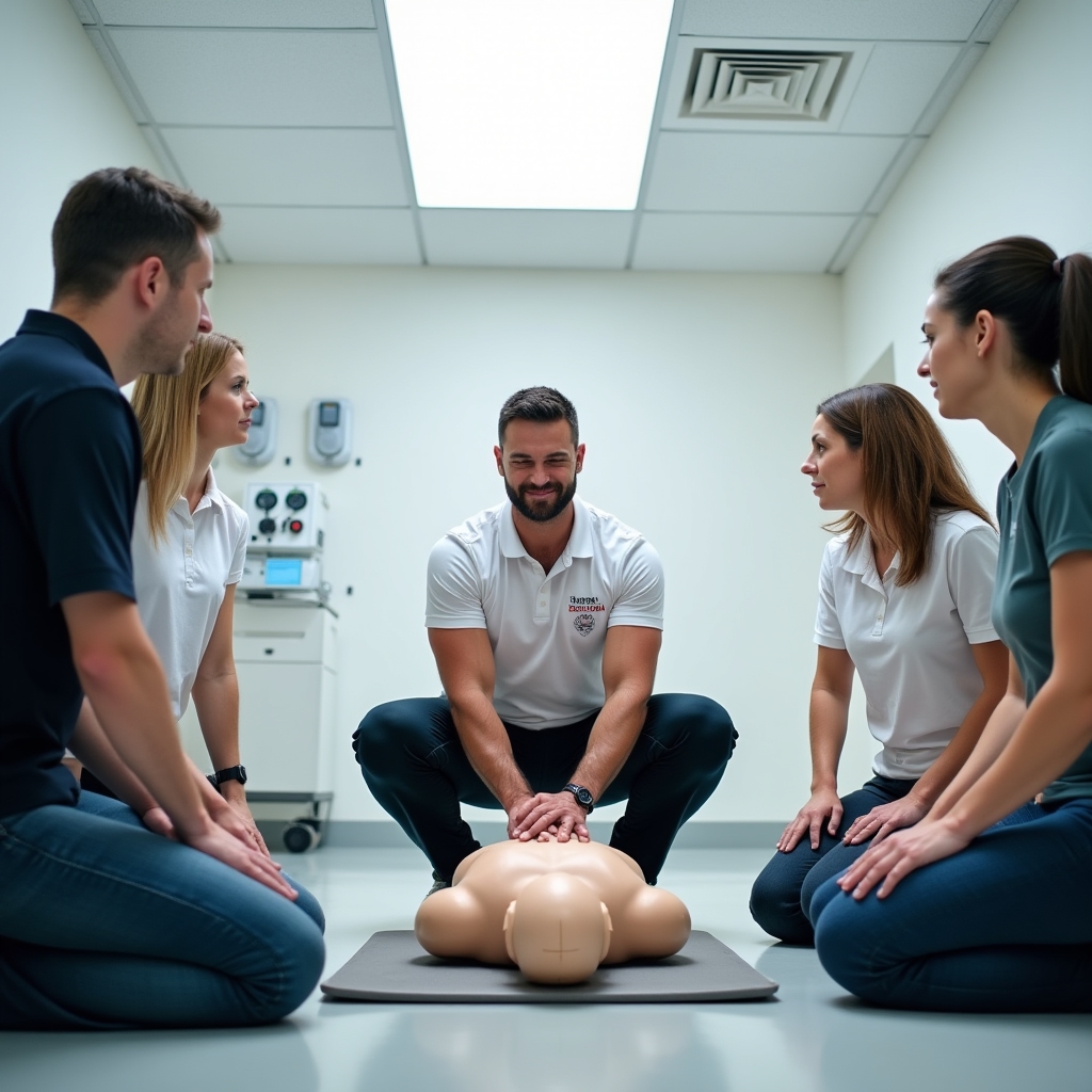 Esercitazione di primo soccorso con manichino in aula